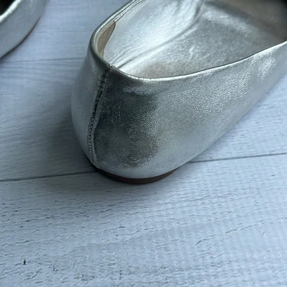 Prada Metallic Silver Leather Ballet Flats Size 5.5 - Picture 10 of 14